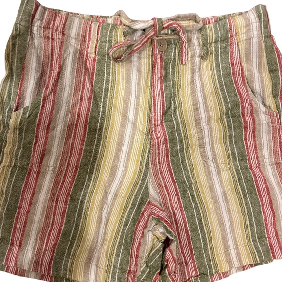 Linen Shorts multicolored striped with pockets - Picture 3 of 5